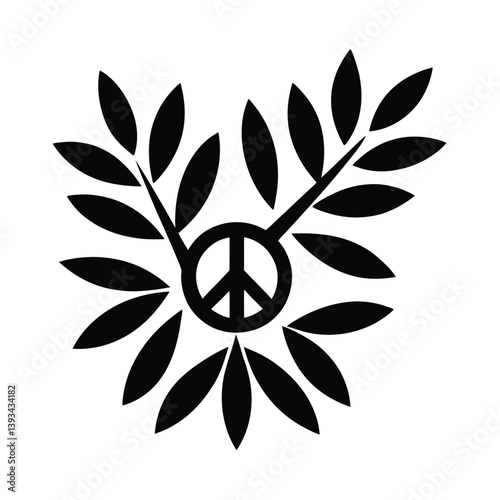 Peace Symbol With Olive Branches Peaceful Illustration Vector Graphic Template