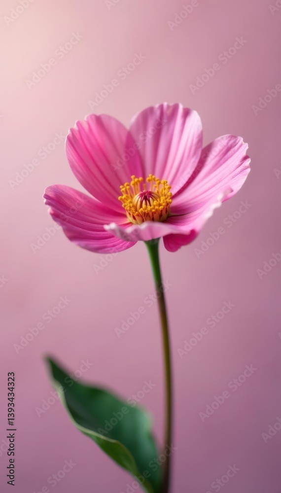 Fototapeta premium Single flower on a plain background with soft focus, focus, isolated, bloom