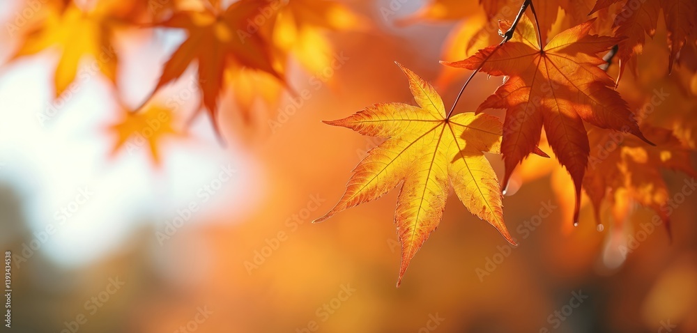 Close-up of vibrant maple leaves. Sunny autumn day creates warm atmosphere. Red, orange, yellow leaves with blurred background, bokeh. Natural beauty from Japan, Kyushu. Foliage, season, fall concept. Close-up of vibrant maple leaves. Sunny autumn day creates warm atmosphere. Red, orange, yellow leaves with blurred background, bokeh. Natural beauty from Japan, Kyushu. Foliage, season, fall concept.