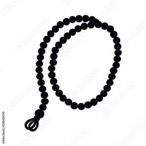 Black Silhouette Rosary Beads Prayer Beads Islamic Worship Symbol Vector Art