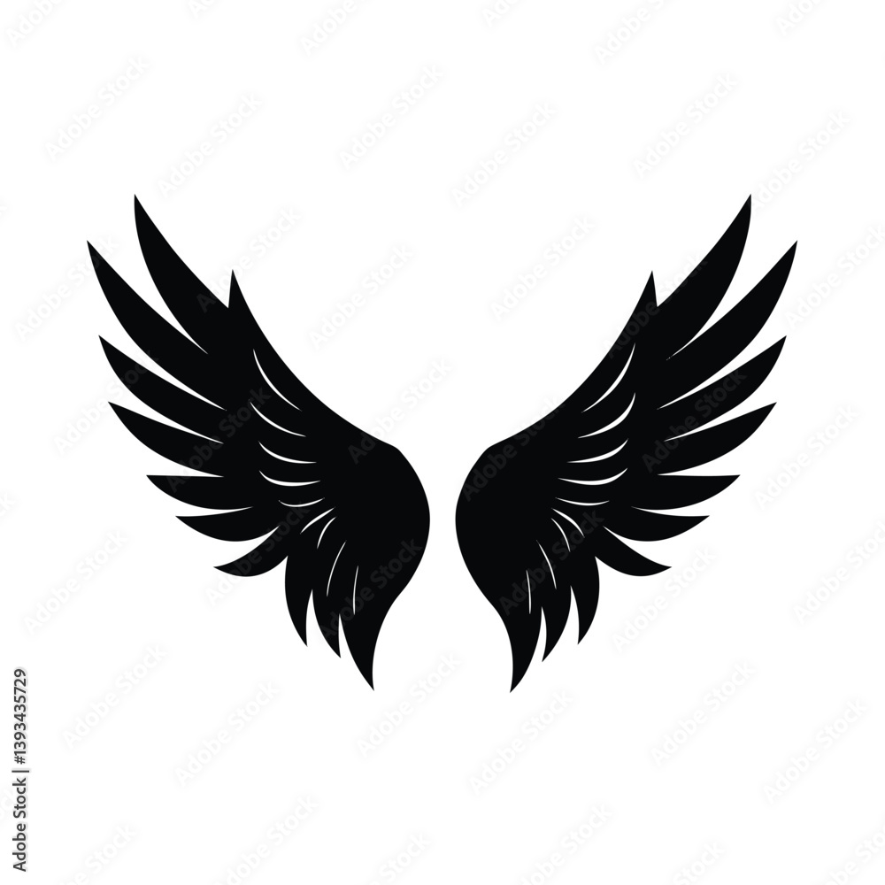 Fototapeta premium Minimalist Black Angel Wings Vector Illustration For Graphic Design Elements