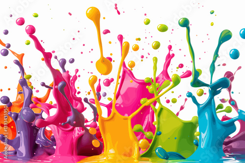 multi colored paint splashes bright colors. illustration.