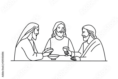 Last Supper Line Art Illustration Of Jesus And Apostles Meal