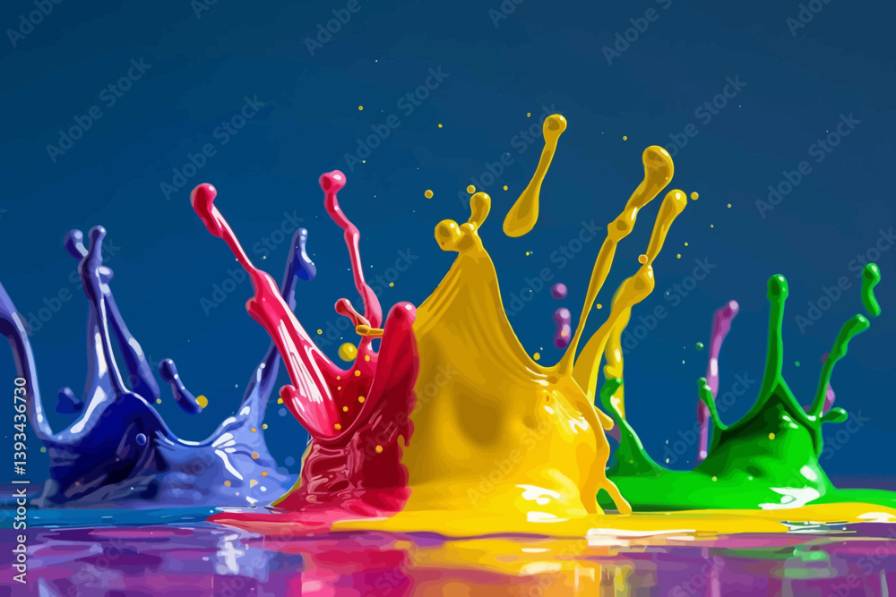 multi colored paint splashes bright colors. illustration.