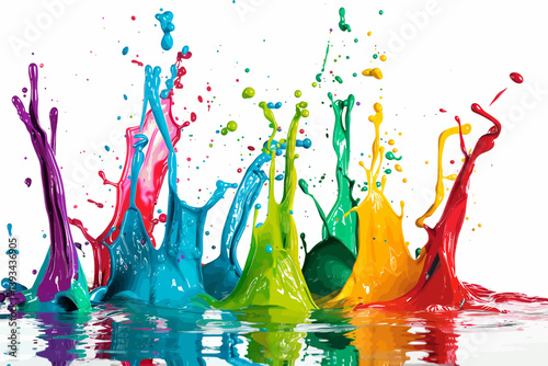multi colored paint splashes bright colors. illustration.
