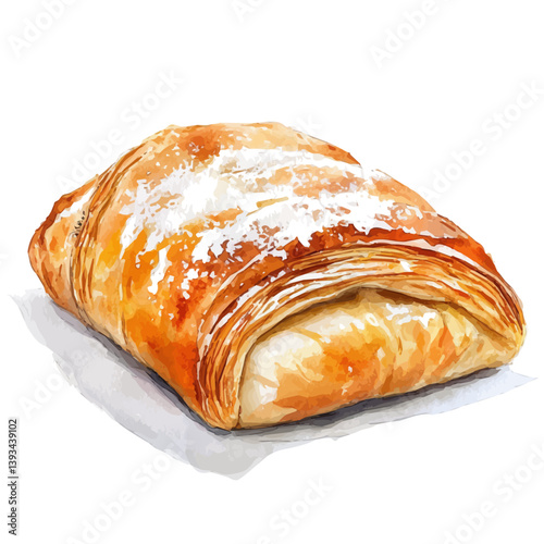A watercolor vector illustration of a Strudel, isolated on a white background.

