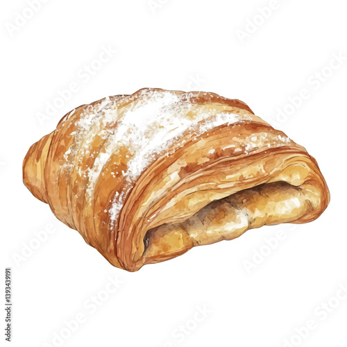 A watercolor vector illustration of a Strudel, isolated on a white background.

