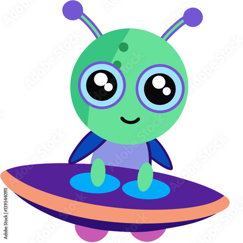 Shy Alien Mascot with a Single Eye Antennas and a Cute Expression from Space