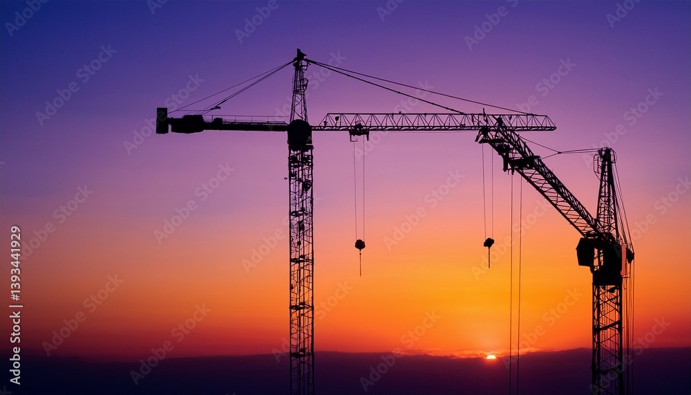 crane at sunset