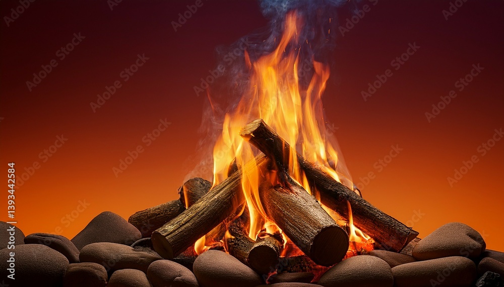 fire in fireplace