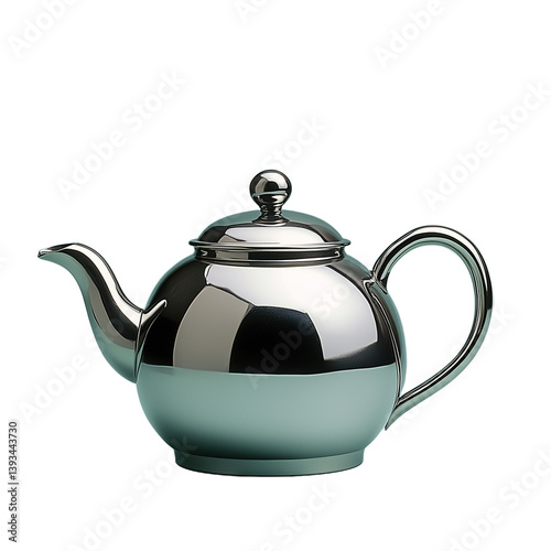 Obraz na płótnie A shiny metal teapot with a lid and spout on a transparent background w salonie
