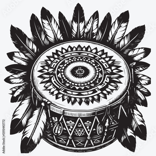 Native American drum stock illustration