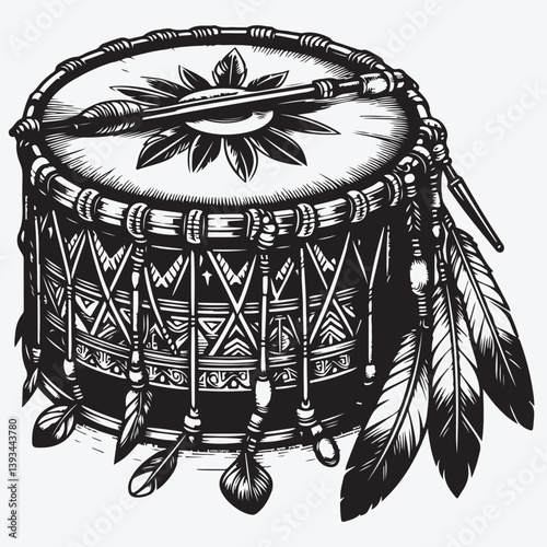Native American drum stock illustration