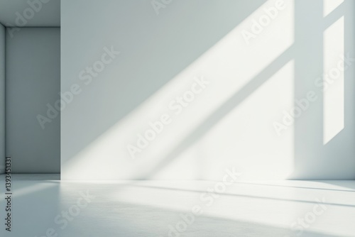 Empty modern room bathed in sunlight