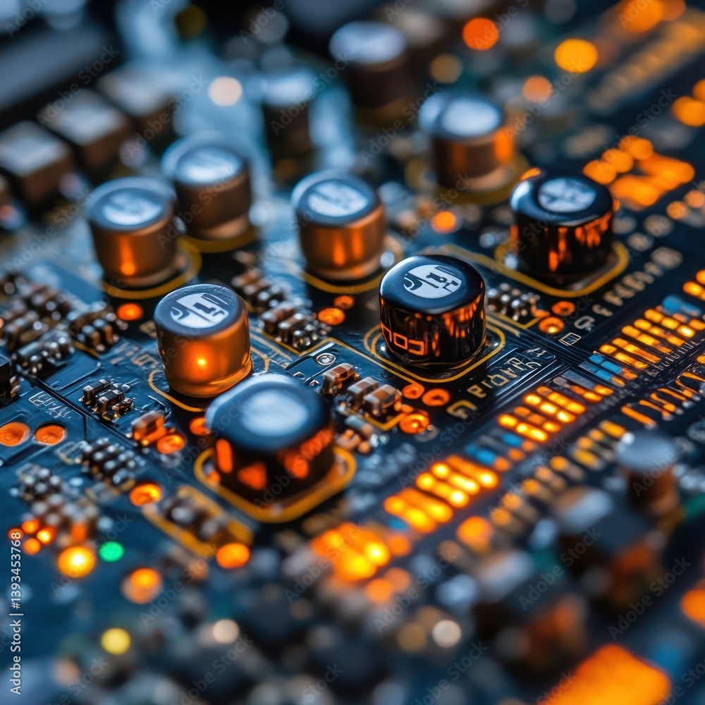 Fototapeta premium Close-up of electronic circuit board with components