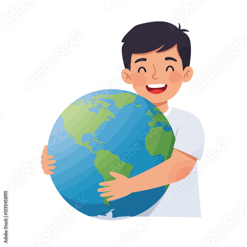 Earth Education – Cartoon Boy and Globe
