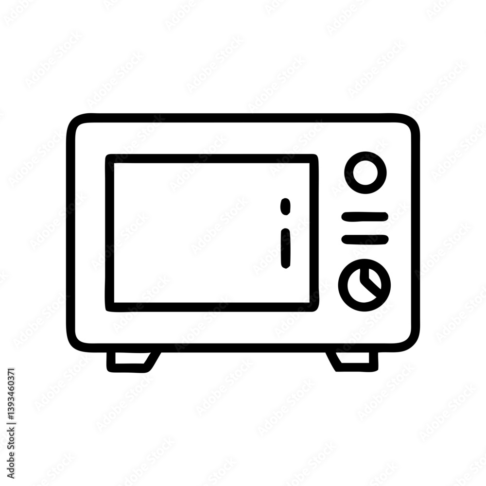 Microwave oven line art illustration on a white background Microwave oven line art illustration on a white background