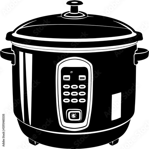 Electric multicooker appliance in black silhouette design  