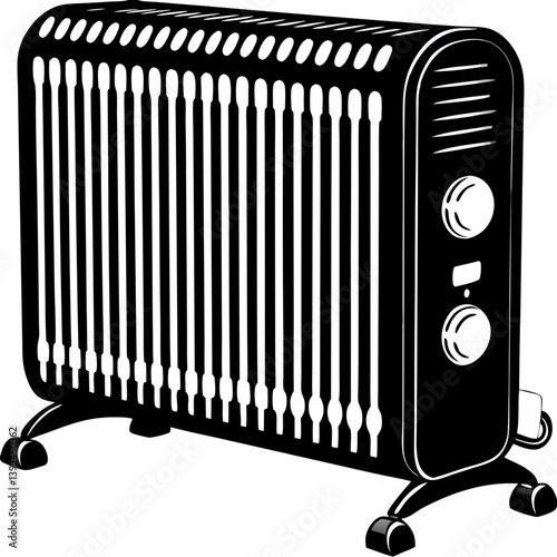 Radiator Heater Icon for Home Appliance Catalogs, Winter Energy Efficiency Ads, or Heating System Infographics
