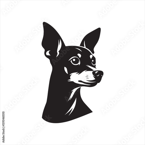 Miniature Pinscher Dog Vector Silhouette, Sleek Canine Outline, Energetic Small Dog Art for Pet Lovers, Logos, Stickers, Apparel, Digital Prints, Crafts, and Posters.