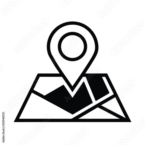 Black Location Pin Icon on White Background