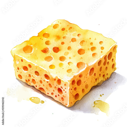 A watercolor vector illustration of a Sponge, isolated on a white background.


