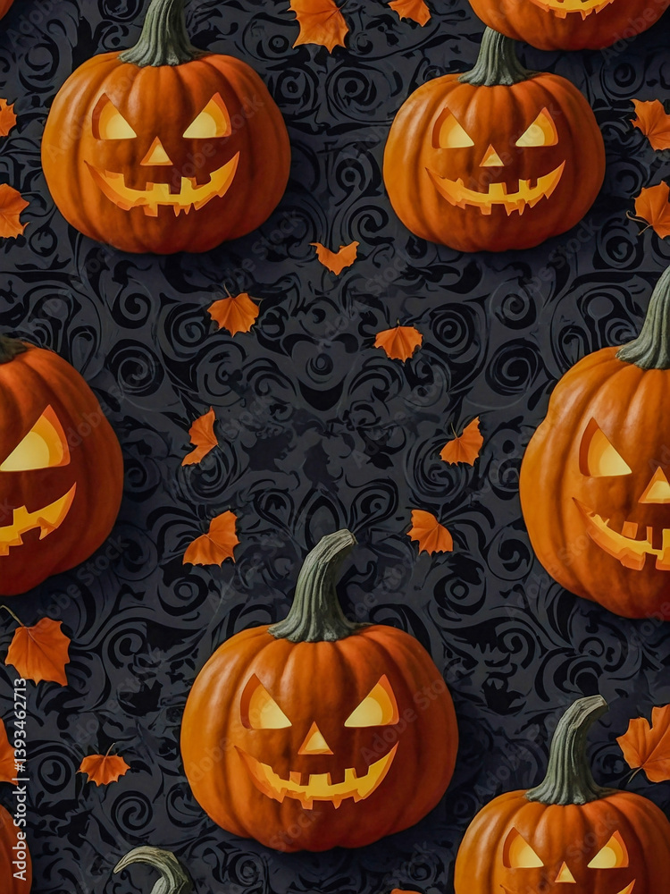 Halloween seamless pattern featuring pumpkins and bats. Halloween seamless pattern featuring pumpkins and bats.