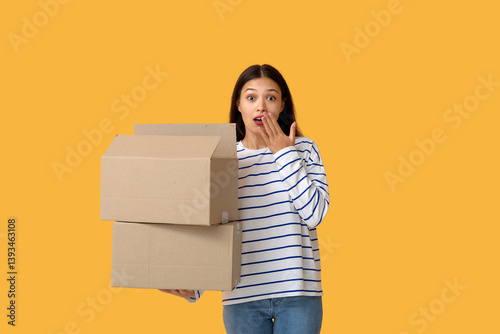 Shocked young woman with op...