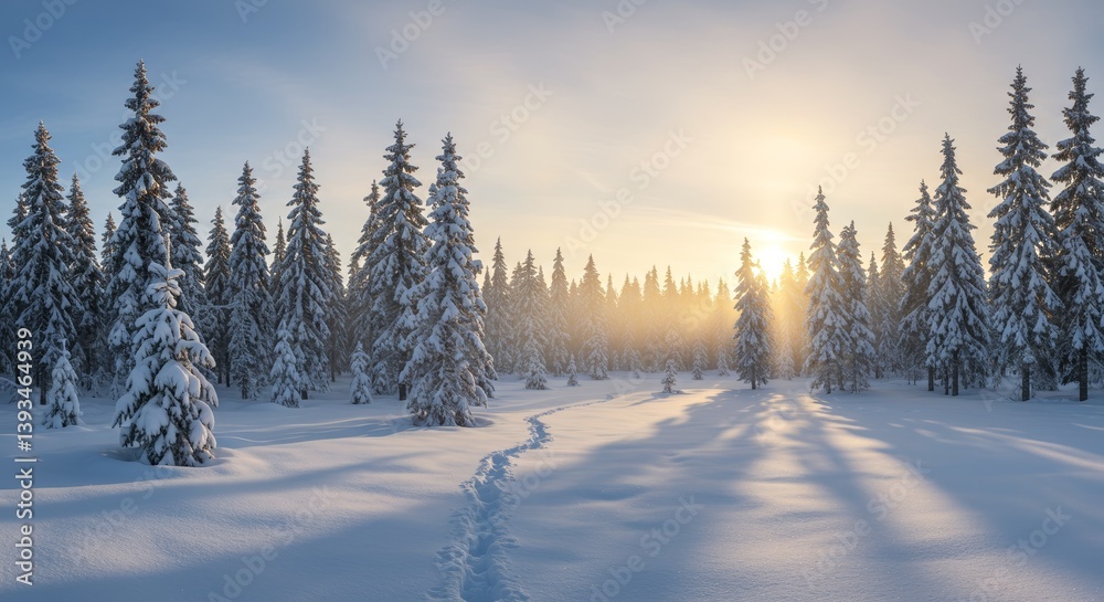 Naklejka premium sunset in the forest