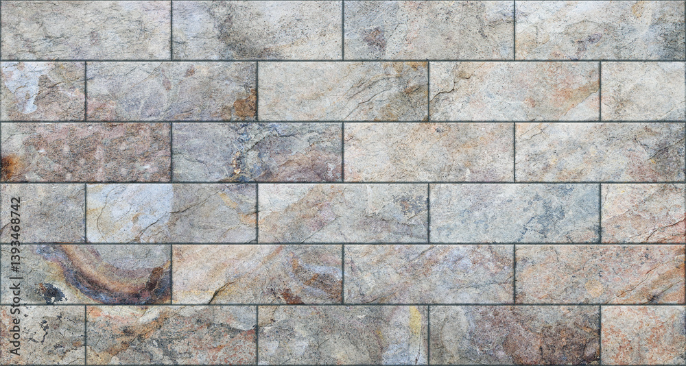 Fototapeta premium Panoramic texture background of a stone wall