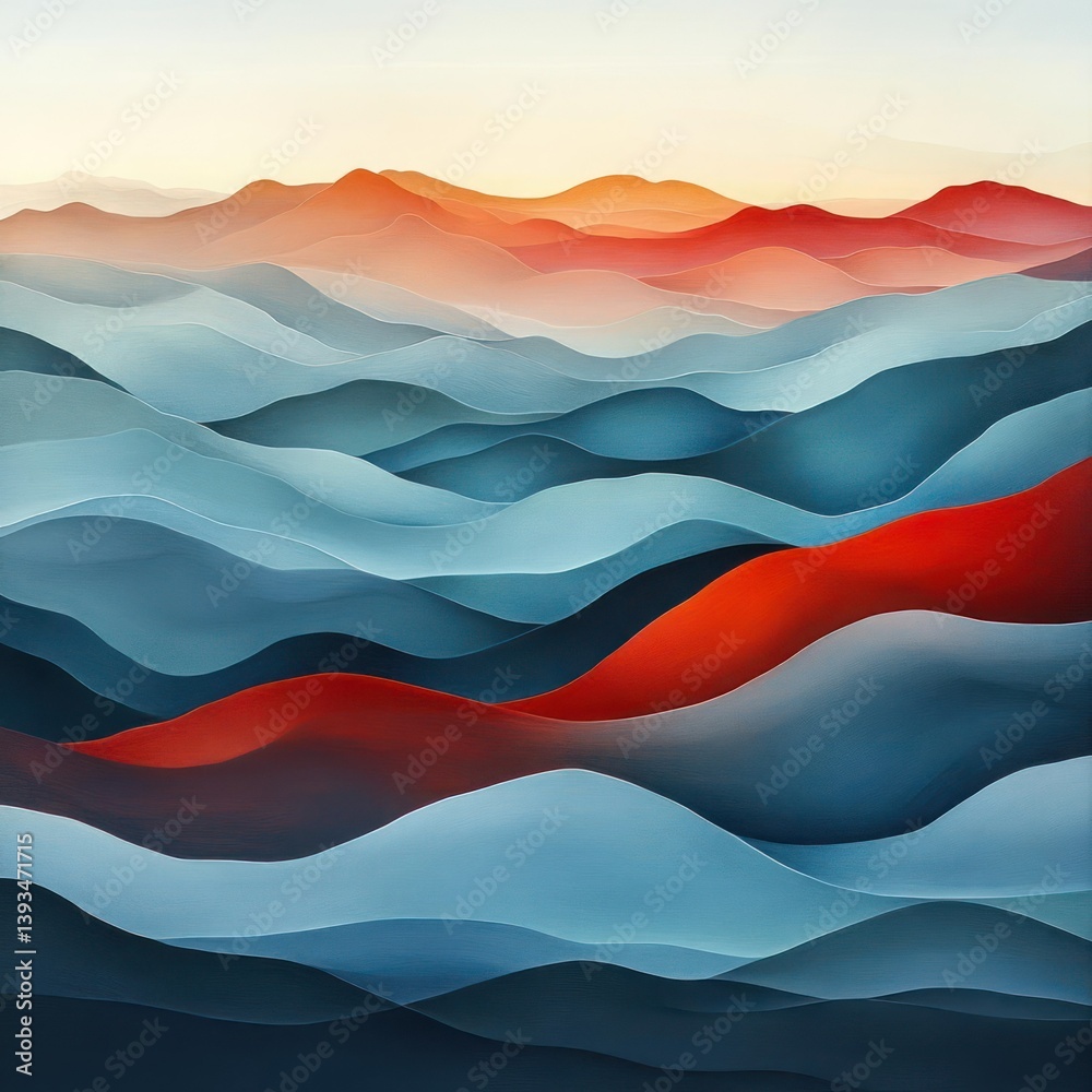 Naklejka premium Abstract mountain landscape, layered with soft, blended colors