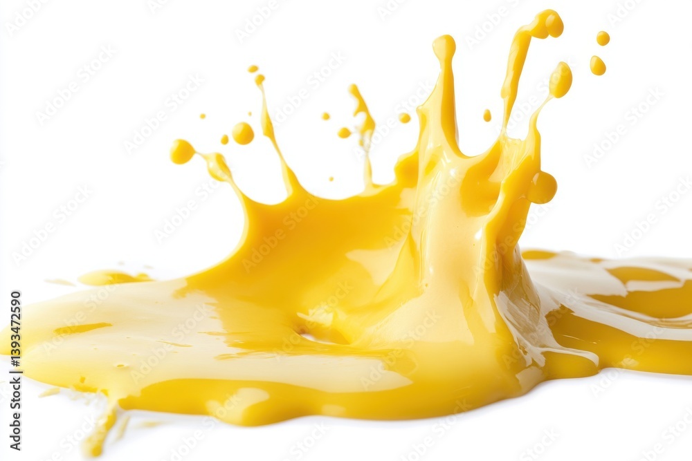 A vibrant splash of yellow liquid against a clean white surface A vibrant splash of yellow liquid against a clean white surface