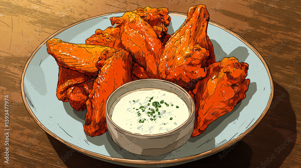 Made-from-scratch buffalo wings served with a creamy blue cheese dip. Made-from-scratch buffalo wings served with a creamy blue cheese dip.