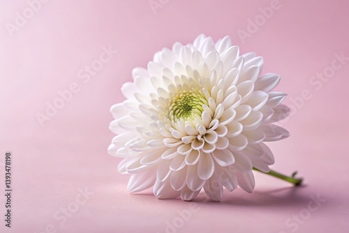 Elegant White Chrysanthemum on a Delicate Pink Background A Minimalist Floral Design for Modern Home Decor or Wedding