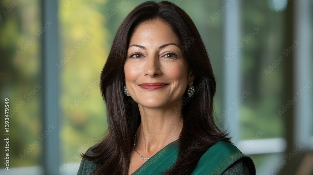 A confident woman in a traditional outfit smiles against a softly blurred background, suitable for articles on culture, diversity, or women's empowerment in various media formats, A confident woman in a traditional outfit smiles against a softly blurred background, suitable for articles on culture, diversity, or women's empowerment in various media formats,
