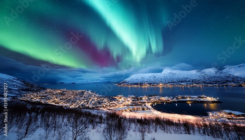 northern lights aurora borealis in the sky tromso norway