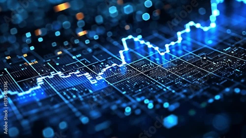 Abstract Digital Stock Market Graph, Financial Data Visualization