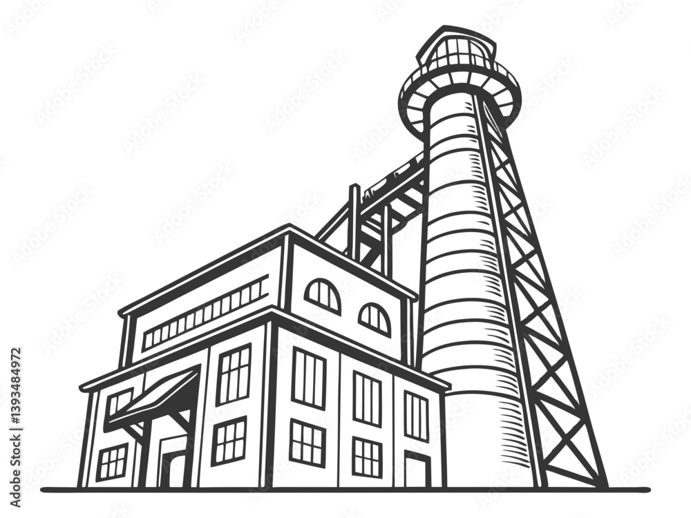 Obraz premium Vector Art of Industrial Chimney