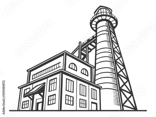 Vector Art of Industrial Chimney
