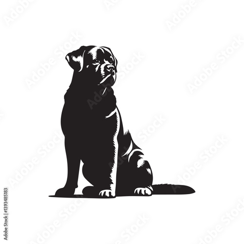 Rottweiler Dog Vector Silhouette, Strong Loyal Canine Outline, Protective Dog Art for Pet Lovers, Logos, Stickers, Apparel, Digital Prints, Crafts, and Posters.