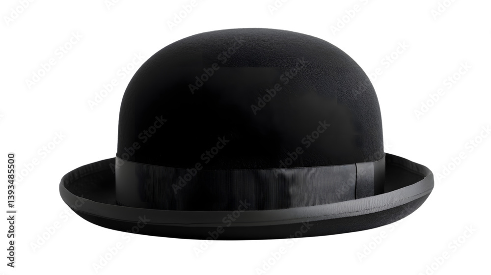 Fototapeta premium Stylish Black Bowler Hat on White Background for Professional Use
