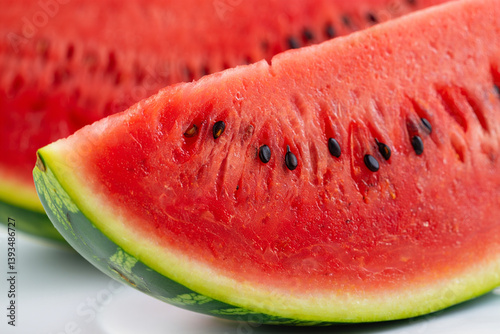 Minimalist Image of Watermelon Slice on Bright White Backdrop