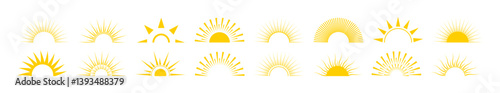 Sun set.Sun icons. Sunrise. Sun vector icons collection.