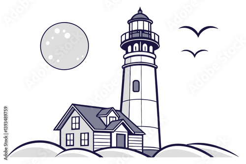 lighthouse tower illuminated by moonlight