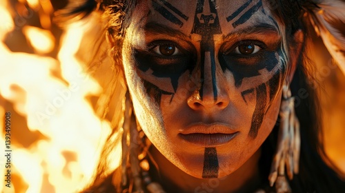 Intricate face paint in dar...