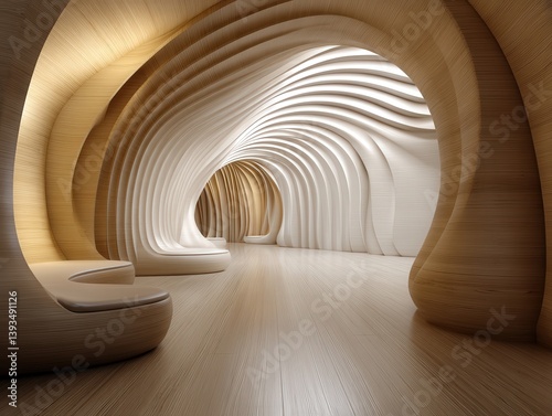 Curved, flowing wooden stru...