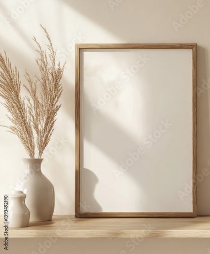 Empty frame, neutral decor, natural light