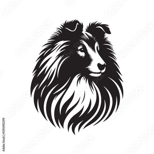 Shetland Sheepdog Vector Silhouette, Elegant Herding Canine Outline, Loyal Pet Lover Clipart, Active Dog Art for Logos, Stickers, Apparel, Digital Prints, Crafts, and Posters.