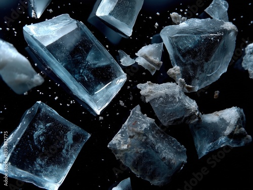 Shards of translucent ice c...