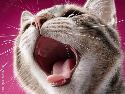Close-up of a cat with mout...